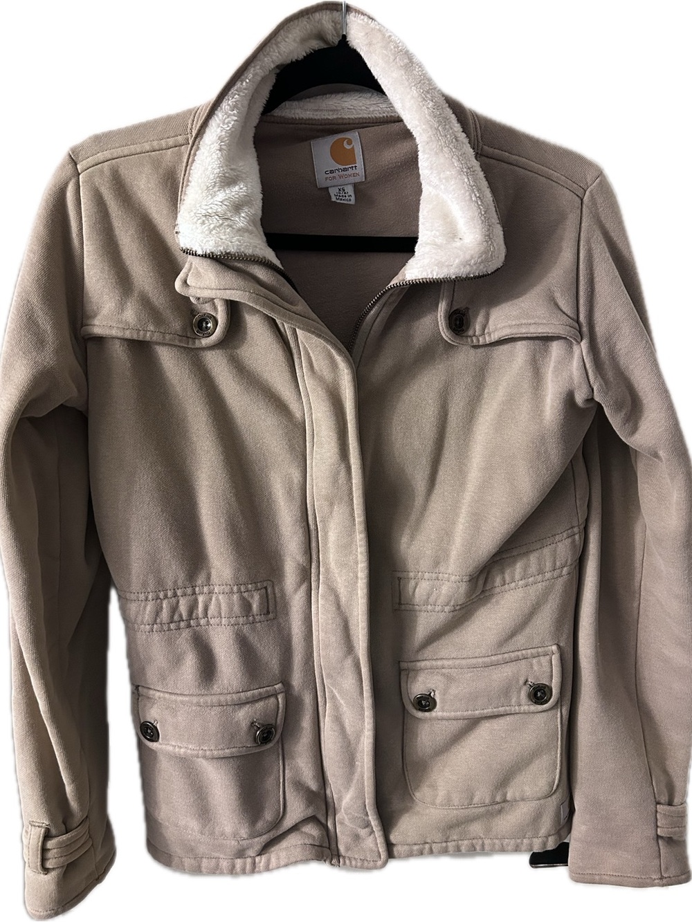 Carhartt Women's Beige Sherpa-Lined Utility Jacket